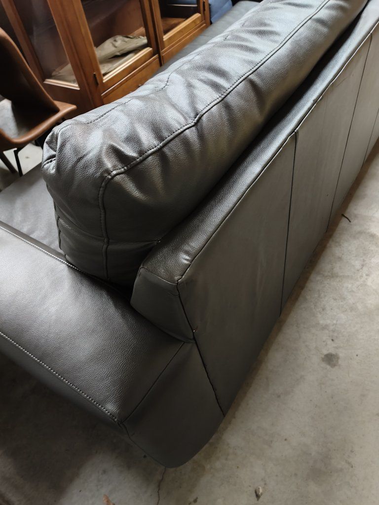 Unvrs Furniture Dark Gray Faux Leather 2-Seater Sofa