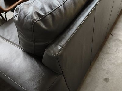 Unvrs Furniture Dark Gray Faux Leather 2-Seater Sofa