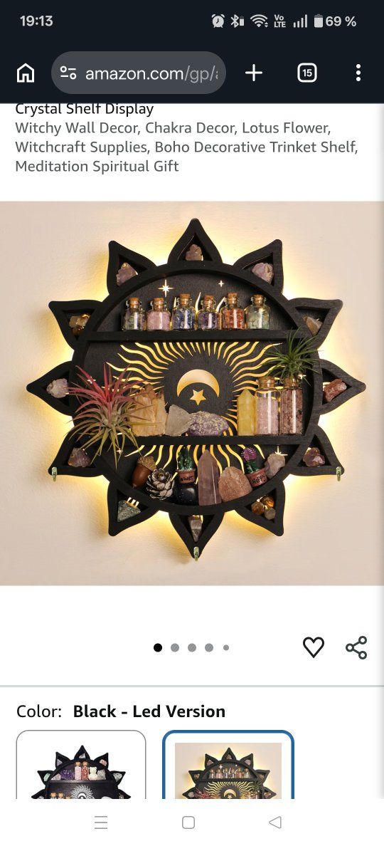 Sun and Moon Crystal Shelf Display - LED Witchy Wall Decor Boho