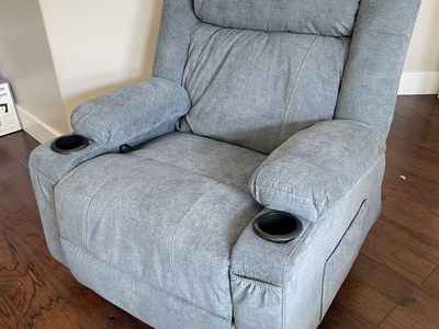 Brand new, Swivel , Rocker Massage, Manual Recliner with Heat, Swivel, Rocker, USB Ports Gray
