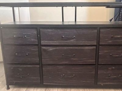 Fabric drawer dresser with power outlet