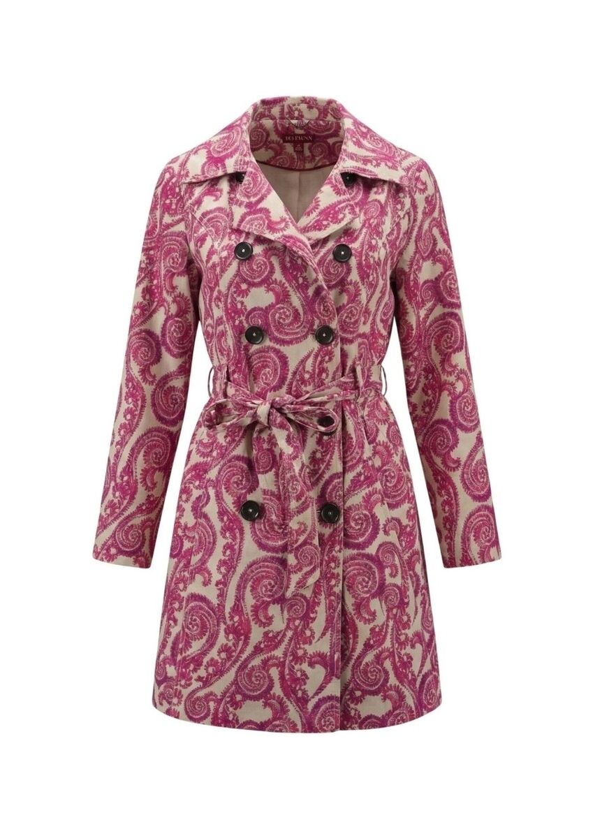Merona Hot Pink/Purple Paisley Trenchcoat Size Sm