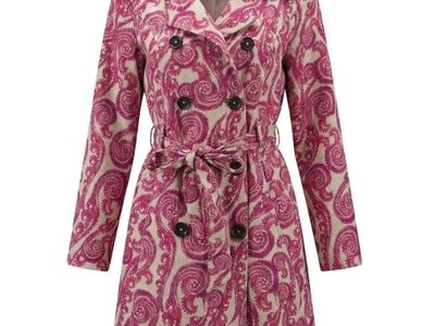 Merona Hot Pink/Purple Paisley Trenchcoat Size Sm