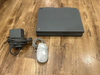 Vintage Apple Macintosh PowerBook 140 Laptop with Power Adapter and Mouse - Retro Computing