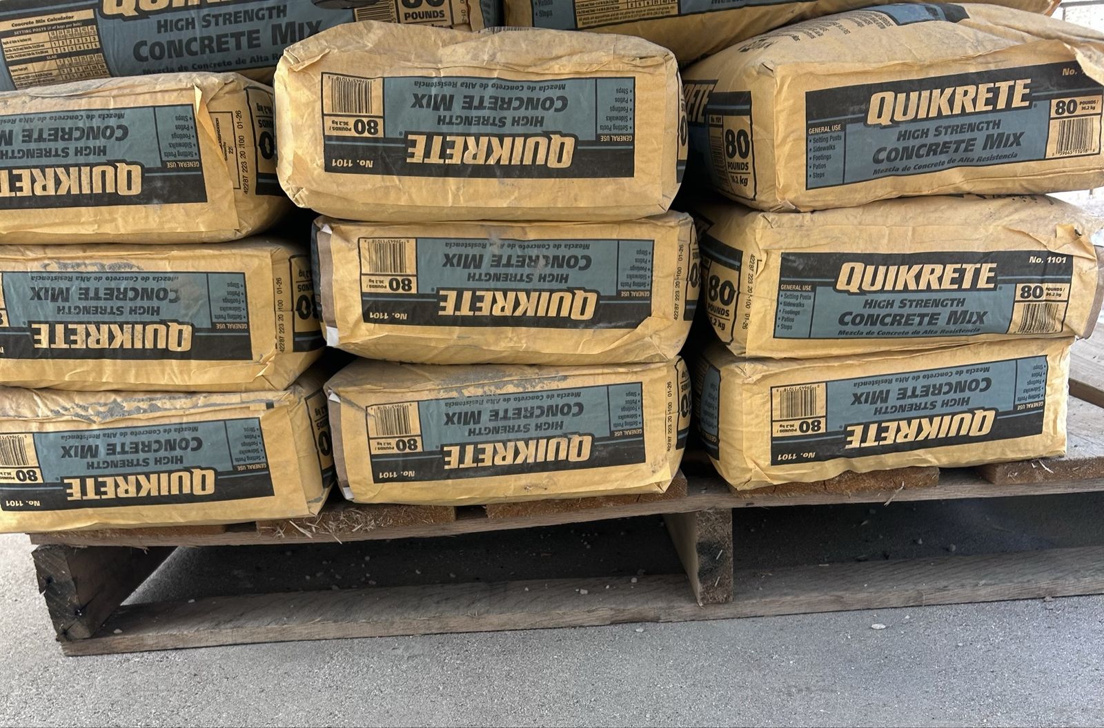 Quikrete High Strength Concrete Mix - 80lb Bags, General Use,
