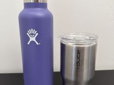 Hydro Flask Water Bottle (Purple) & Reduce Tumbler (Silver) - Used