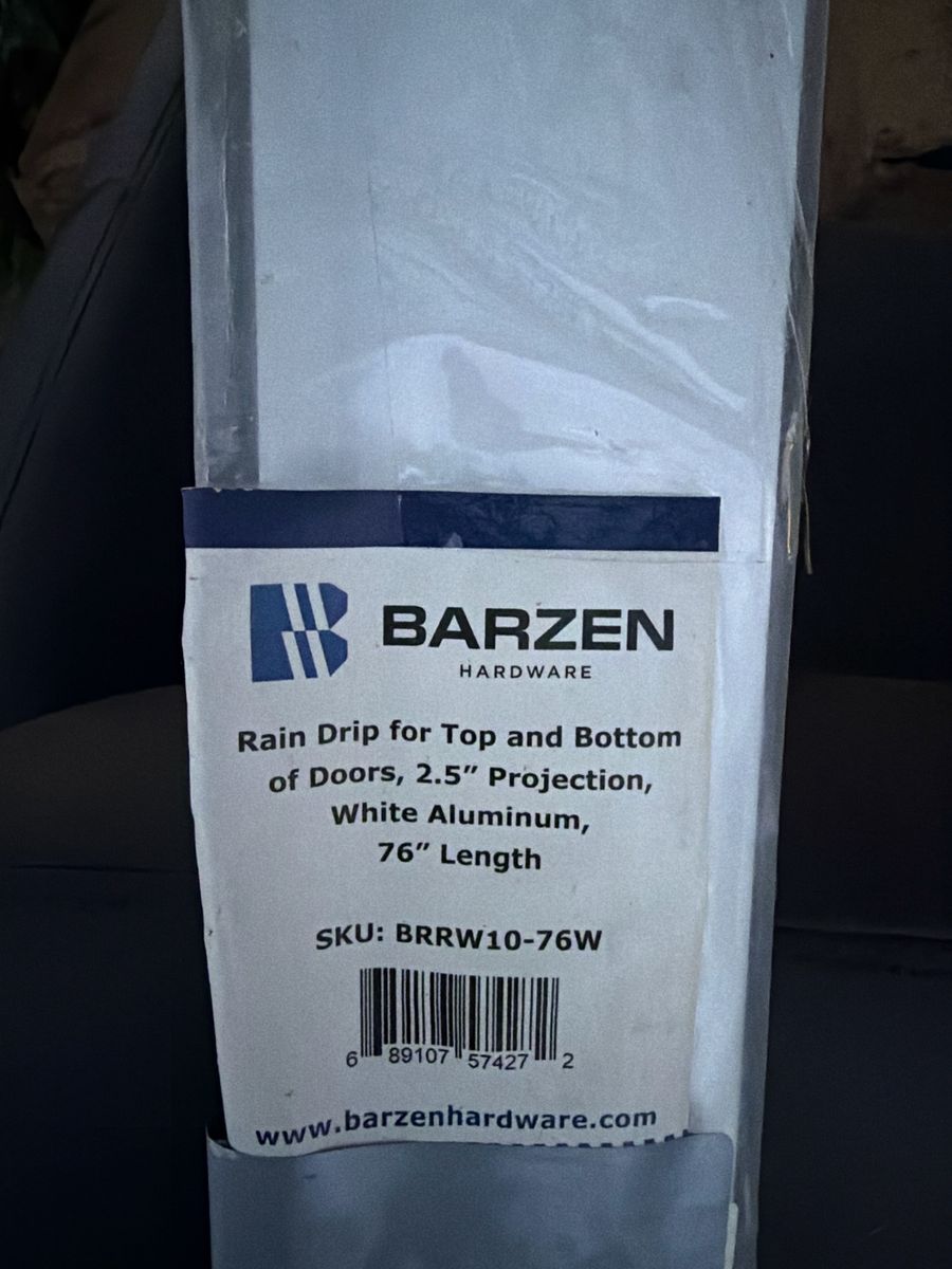 Barzen Hardware Rain Drip for Top and Bottom of Doors - White Aluminum, 76" Length