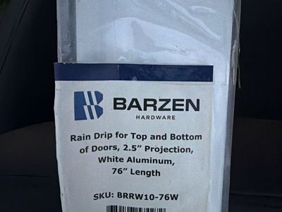 Barzen Hardware Rain Drip for Top and Bottom of Doors - White Aluminum, 76" Length