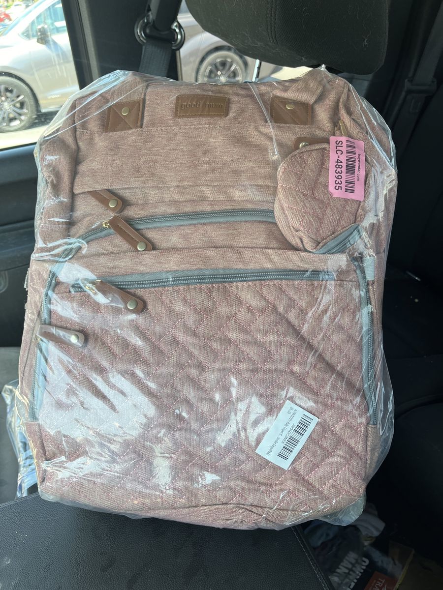 Good Mum Quilted Diaper Bag Backpack - Pink Heather