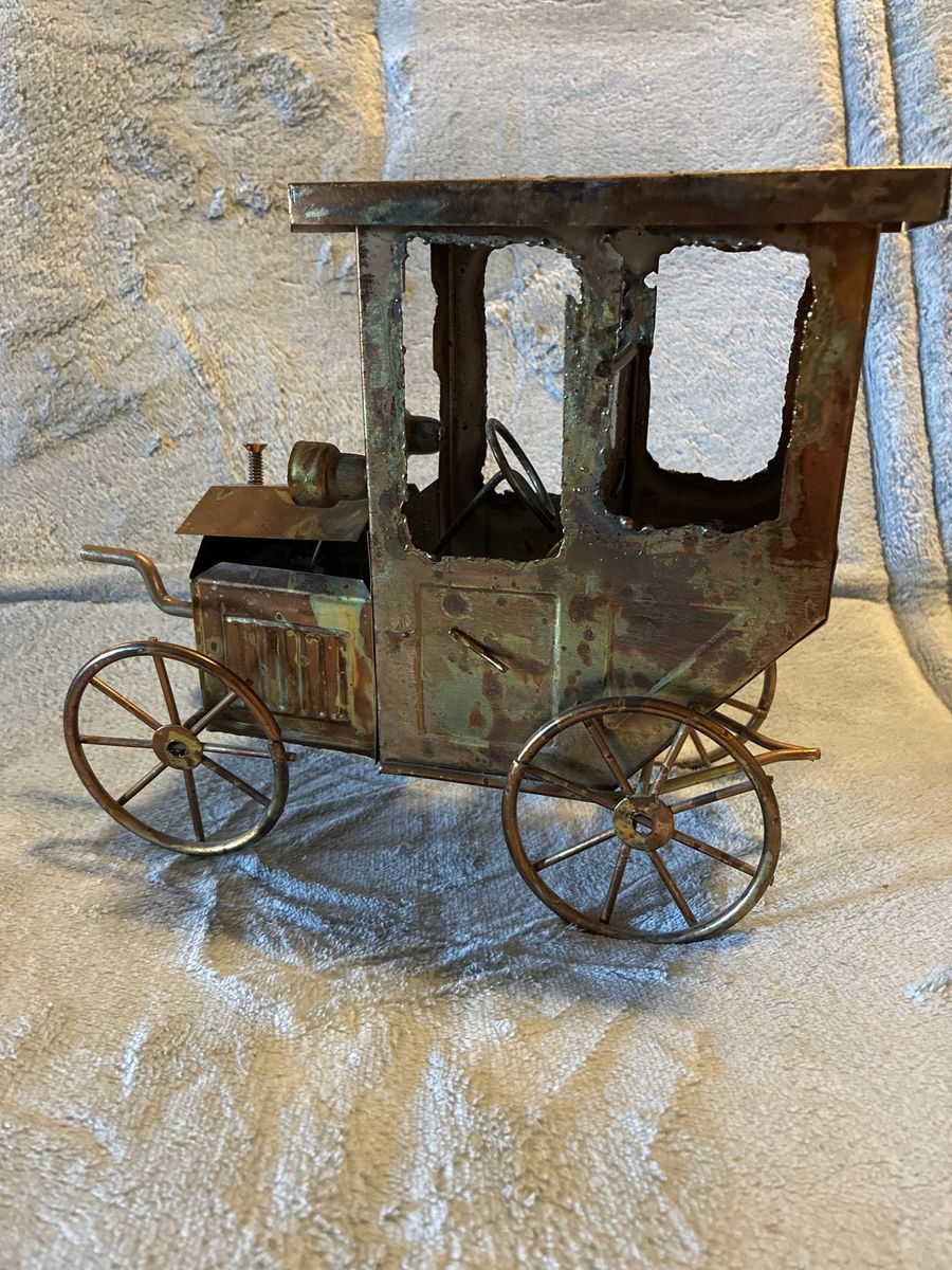 Vintage Handcrafted Copper Antique Car Model Decor- music box