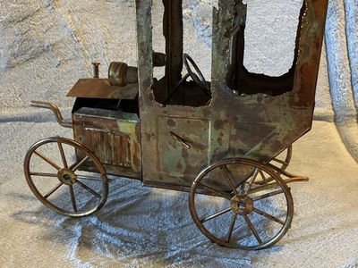 Vintage Handcrafted Copper Antique Car Model Decor- music box
