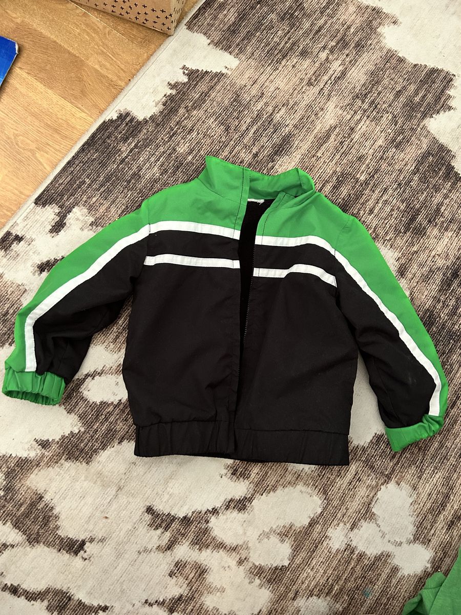 Unisex Kids Green & Black Colorblock Full-Zip Windbreaker Jacket - Size 3T