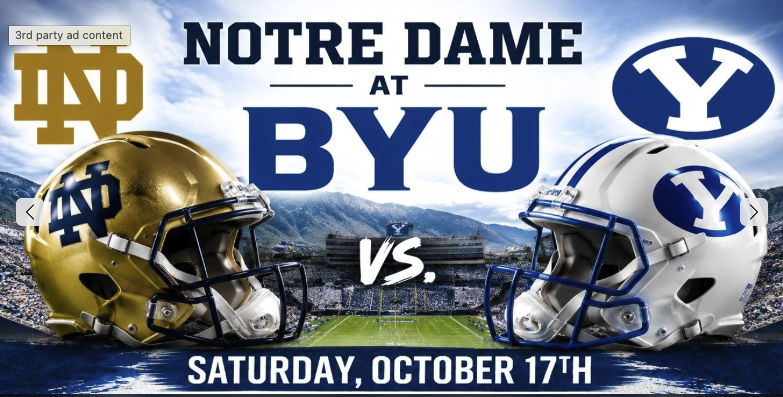 4 tickets Notre Dame at BYU Oct 17