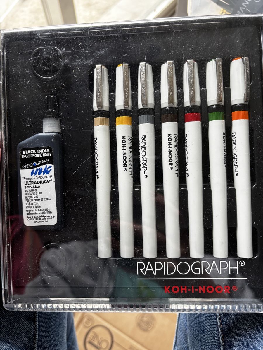 Koh-I-Noor Rapidograph Fine-Liner Pen Set with Black India Ink