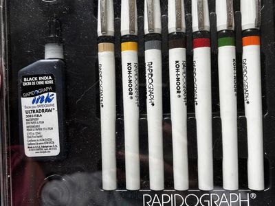 Koh-I-Noor Rapidograph Fine-Liner Pen Set with Black India Ink