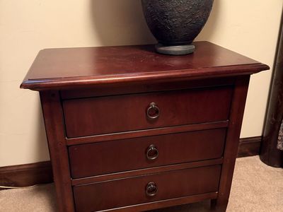 Wooden 3-Drawer Nightstand/End Table - Dark Cherry Finish