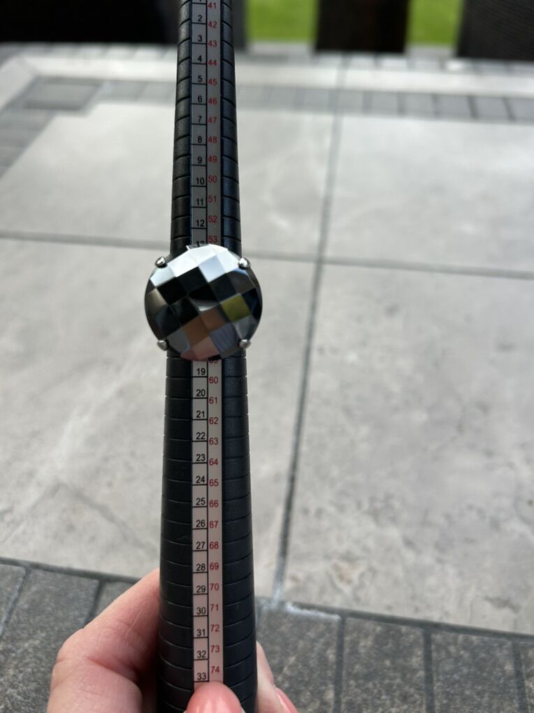 Stainless Steel Hematite Cocktail Ring Size 8