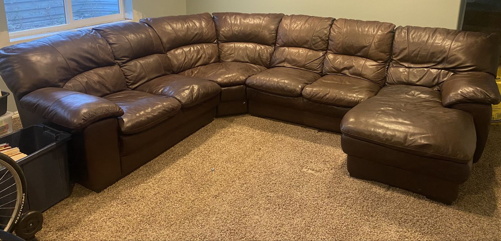 Leather and Vinyl Sectional Couch