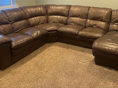 Leather and Vinyl Sectional Couch