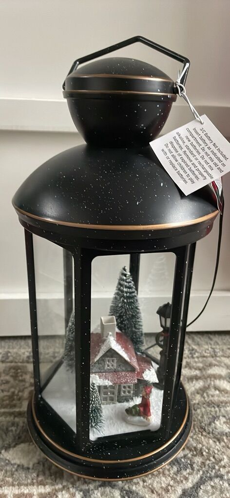 Light up 14 inch winter Christmas holiday lantern