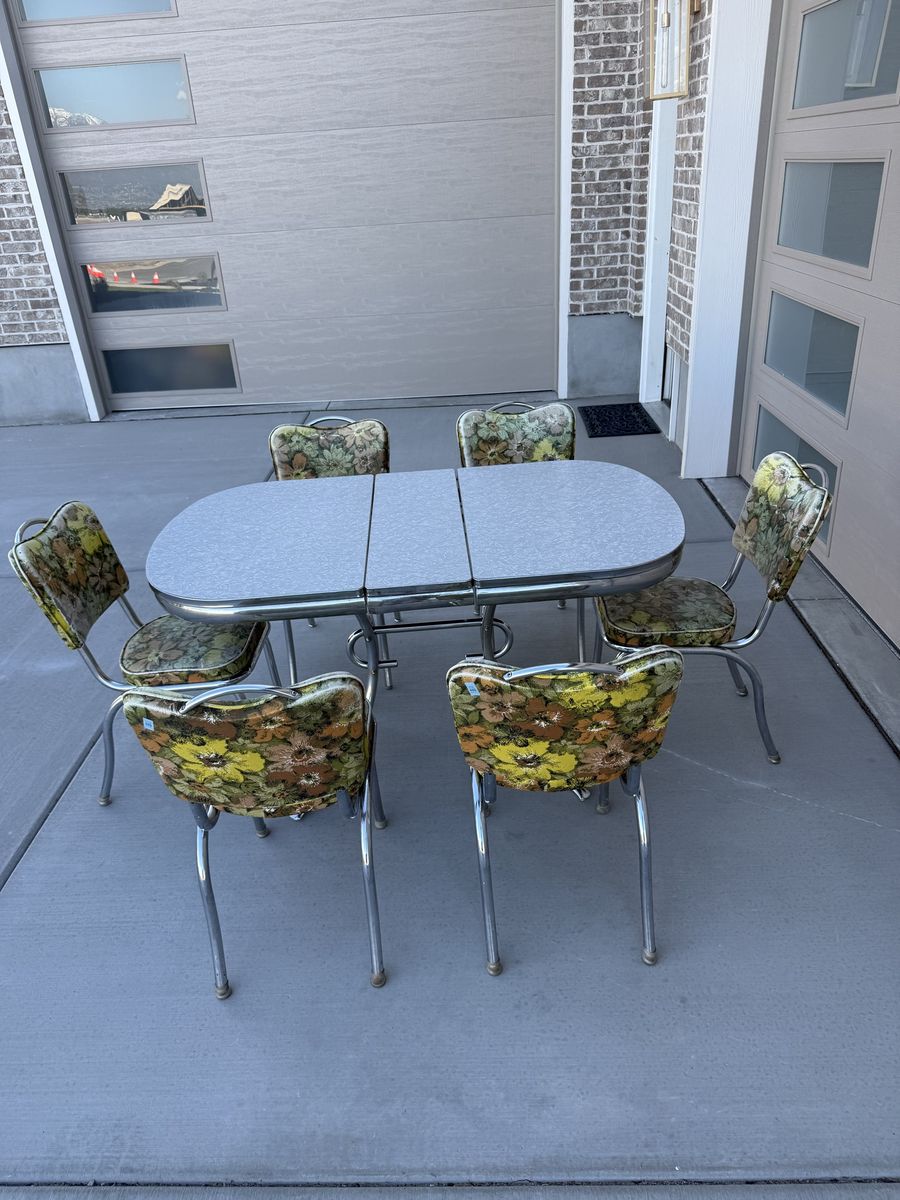 Antique kitchen dining table and chairs