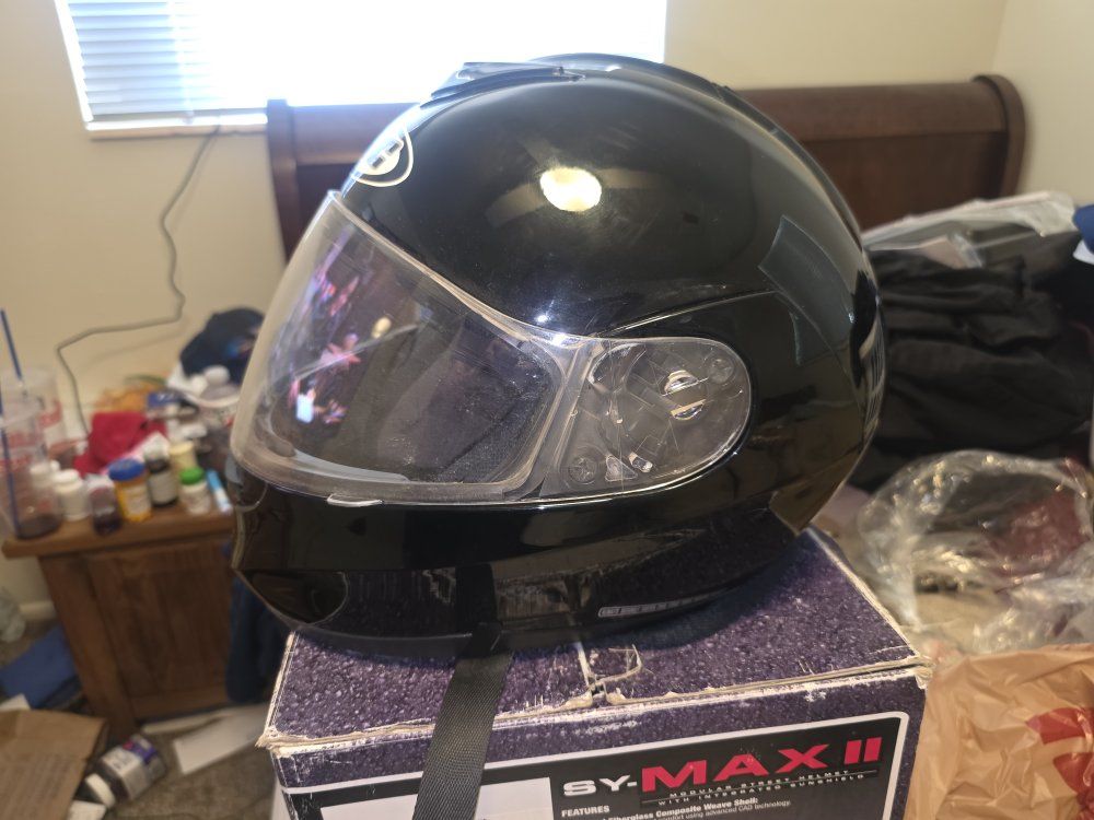 HJC SY-MAX II Modular Street Helmet - XL, Black, Integrated SunShield & Advanced Ventilation