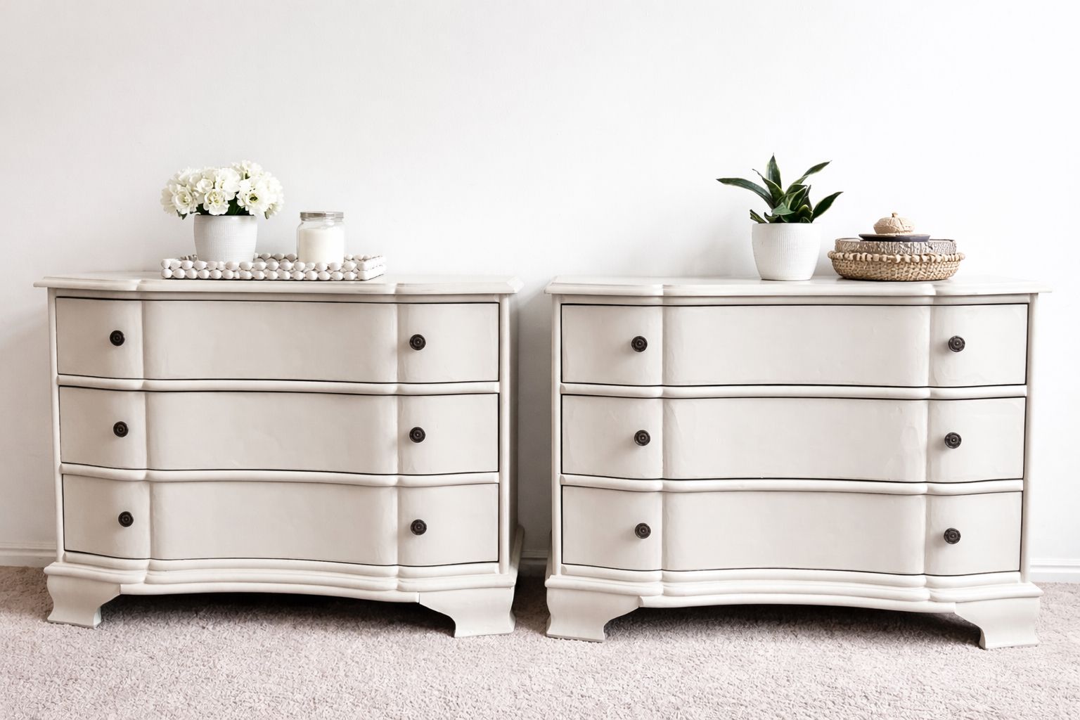 Oversized Cream Nightstands / Mini Dressers