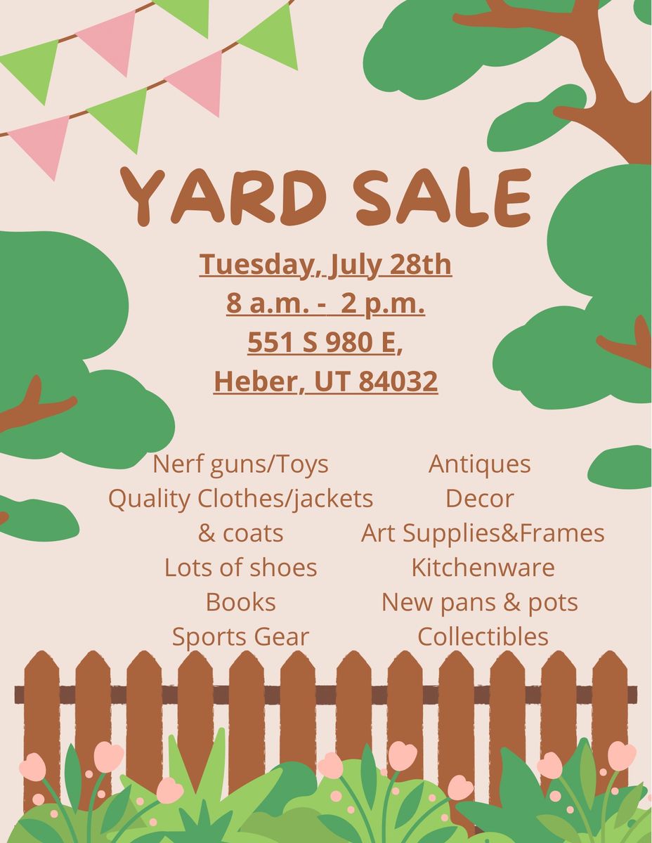 Multi-Category Yard Sale - Nerf Guns, Clothing, Books, Antiques, Kitchenware & More!