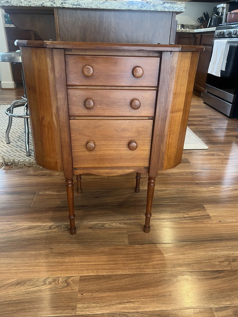Beautiful Solid Walnut Sewing Cabinet Table.