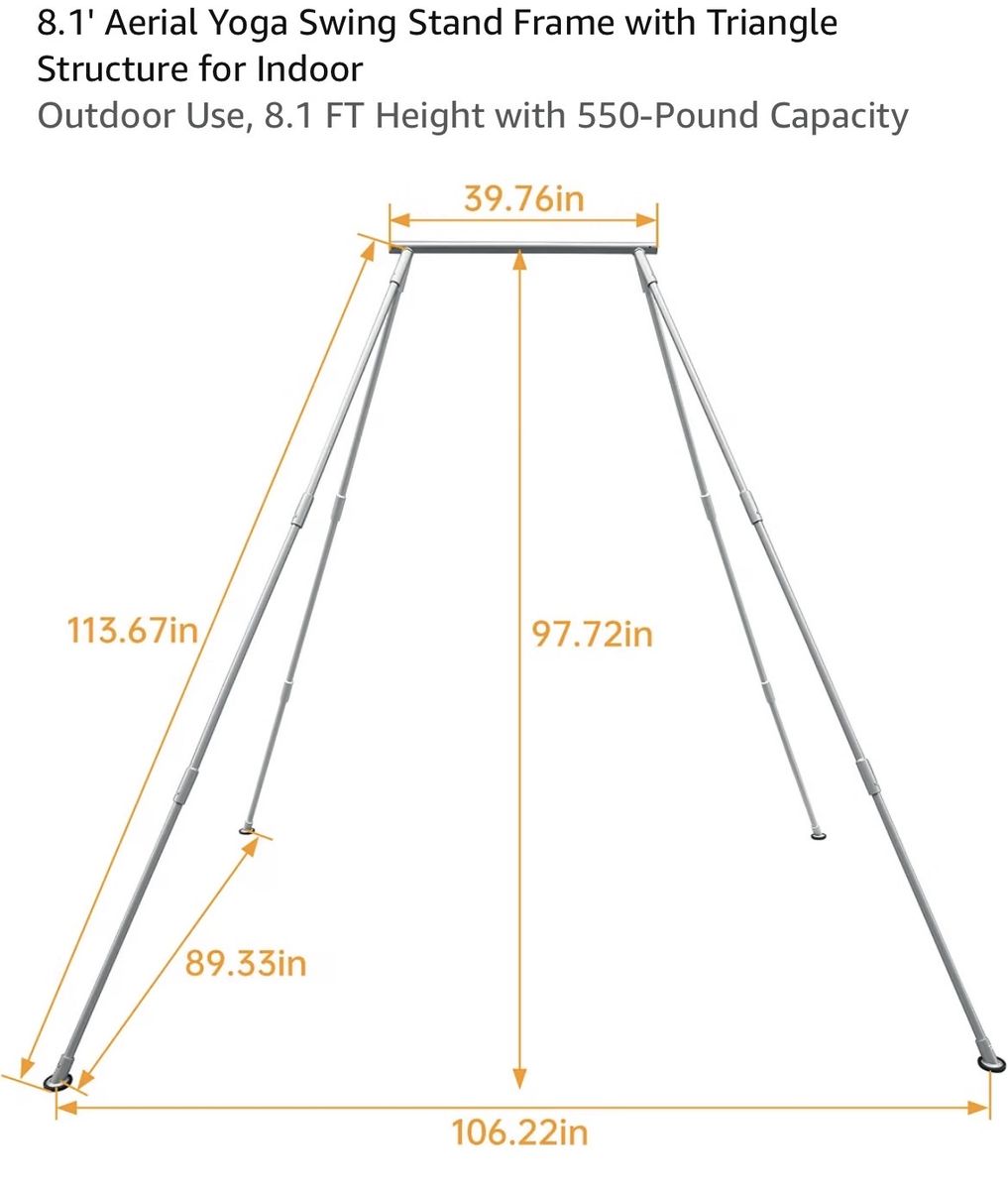8.1' Aerial Yoga Swing Stand Frame, Triangle Structure, 550lb Capacity for Indoor/Outdoor Use