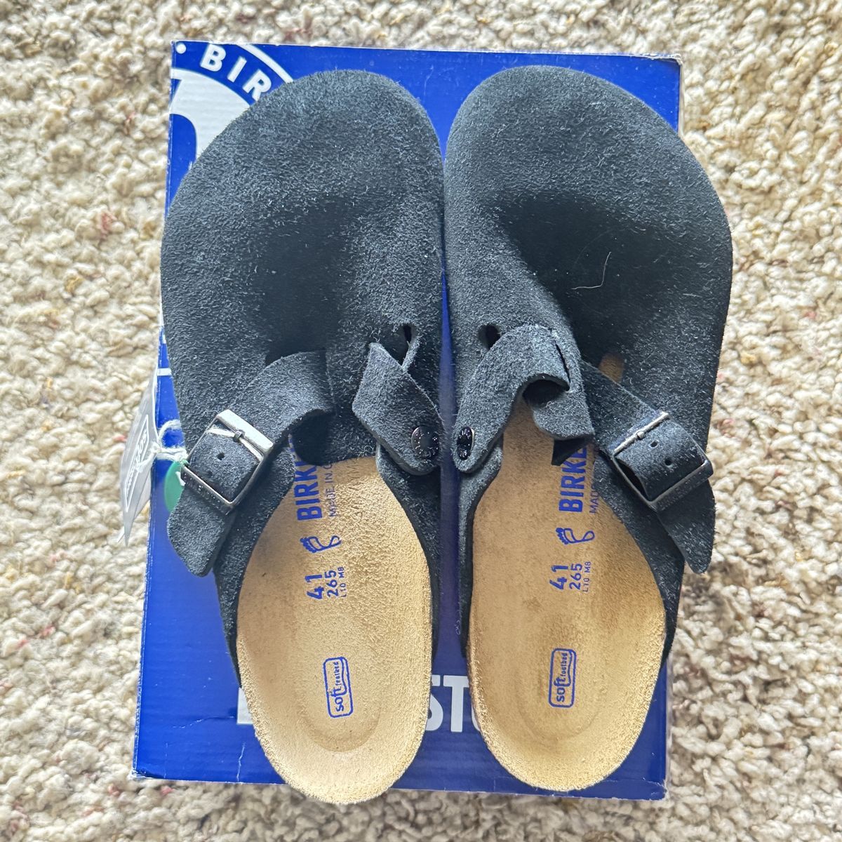 Birkenstock Boston Soft Footbed Suede Clogs - Black, Size 41 Regular