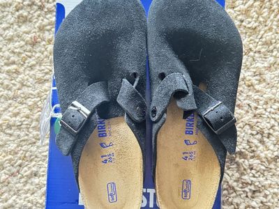 Birkenstock Boston Soft Footbed Suede Clogs - Black, Size 41 Regular