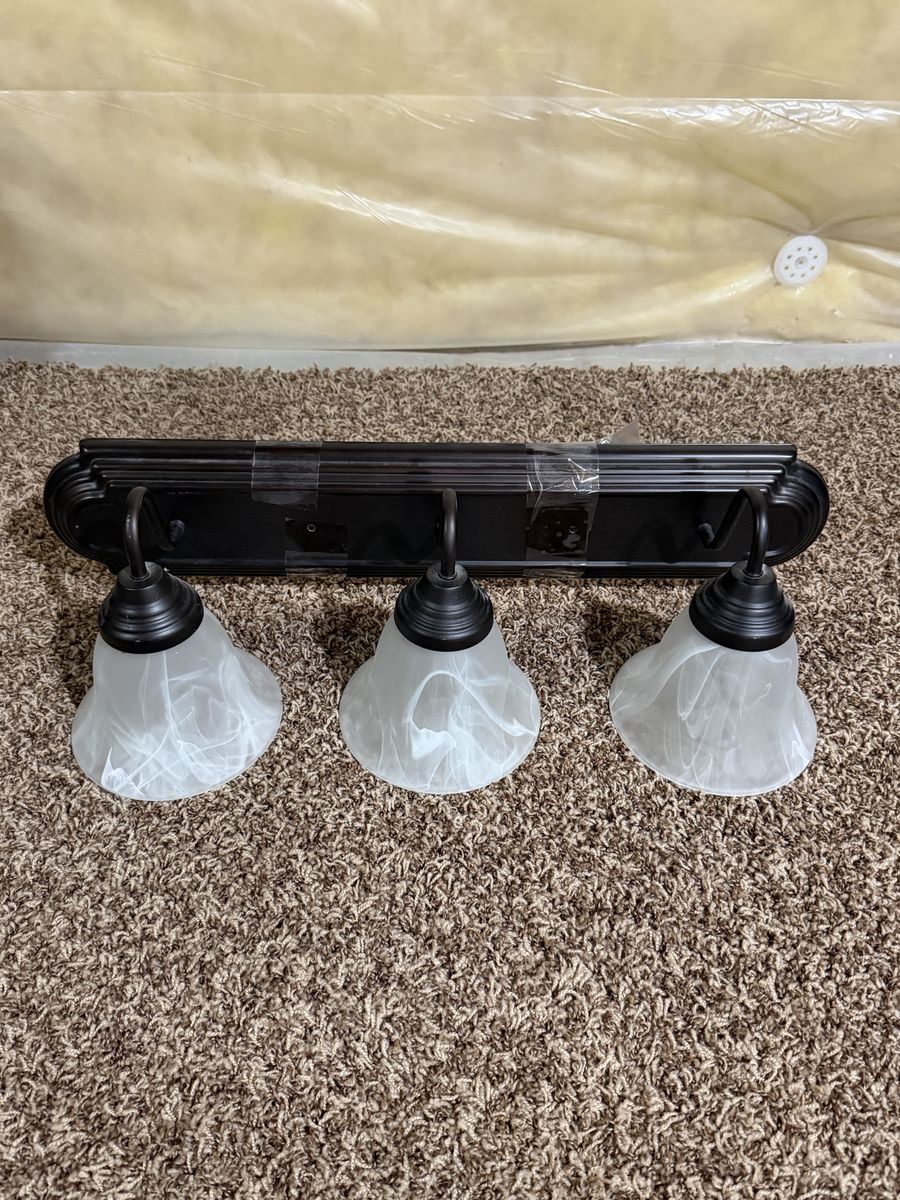 3-Light Black & White Vanity Light Fixture Bathroom Wall Sconce - 24.5" Wide