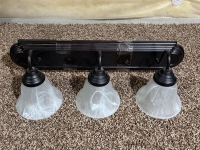 3-Light Black & White Vanity Light Fixture Bathroom Wall Sconce - 24.5" Wide
