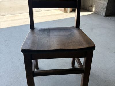 Vintage Wooden School Chair - Solid Wood Dark Finish