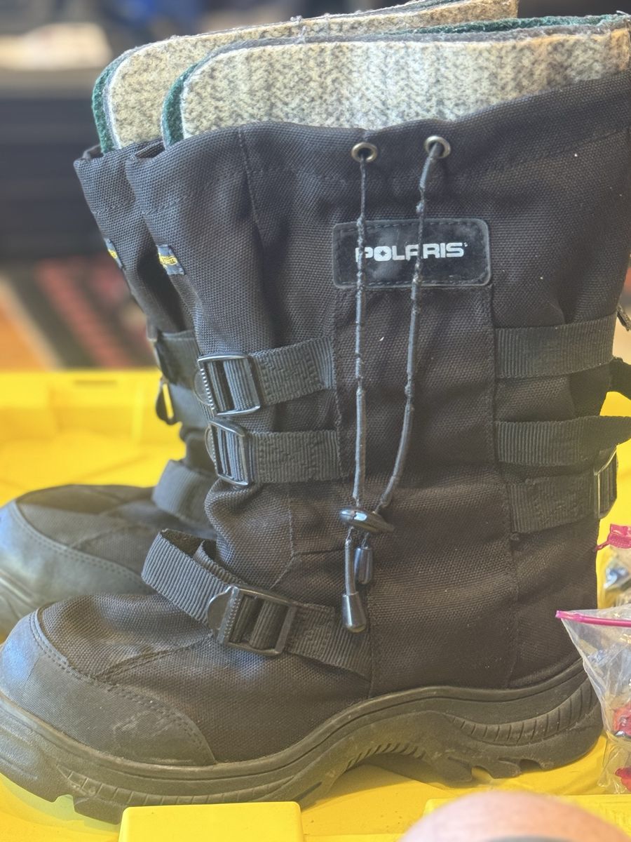 Polaris Black Winter Snow Boots with Thinsulate Insulation - Buckle & Drawstring Closure