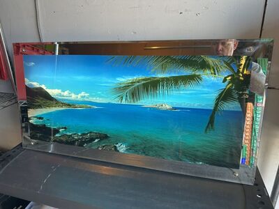 Mirror Wall Motion Sound Lighted Beach Palm Trees