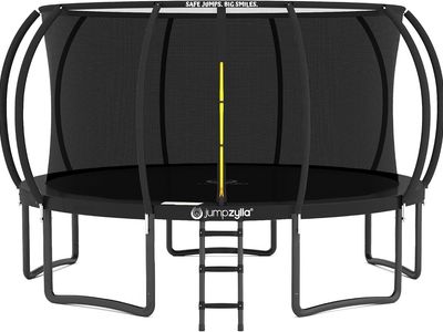 BRAND NEW IN BOX Jumpzylla Trampoline Outdoor 16FT with Enclosure and Ladder, Anti-Rust Coated Frame