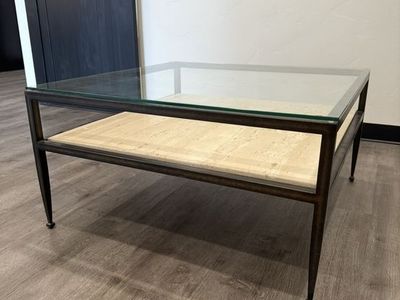 RC Willey Square Glass & Stone Coffee Table