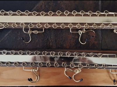 Vintage Wood & Brass Tie Rack - Mid Century Tie Organizer