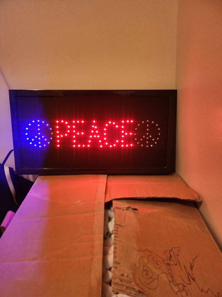 LED Light Up Sign "PEACE" w/ Peace Sign Symbol - Wall Decor / Home Accent