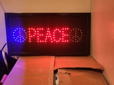 LED Light Up Sign "PEACE" w/ Peace Sign Symbol - Wall Decor / Home Accent