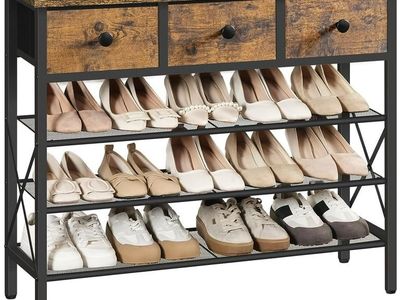 4-Tier Shoe Rack with 3 Drawers