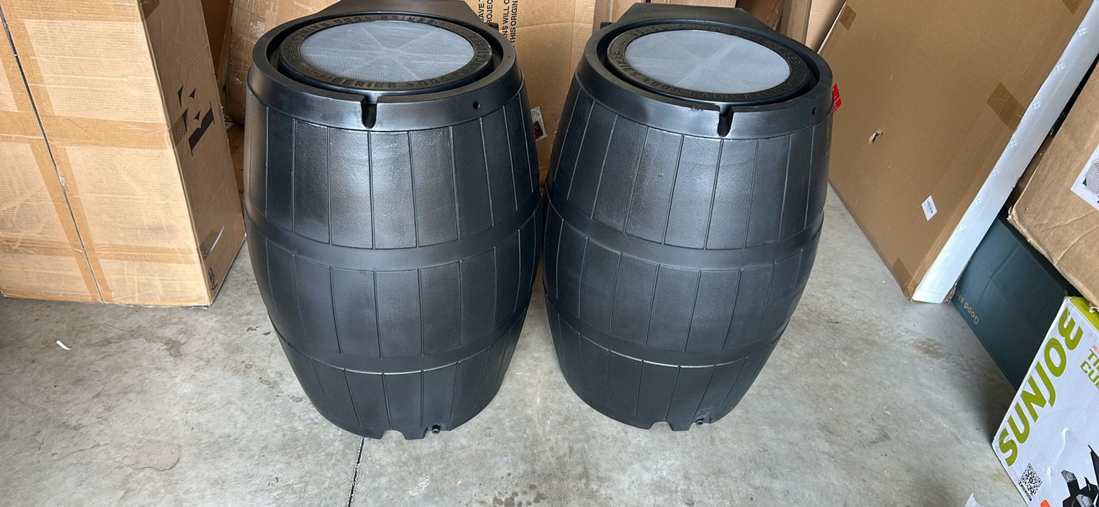 Series 4000 Raincatcher Black Plastic Rain Barrels - Set of 2