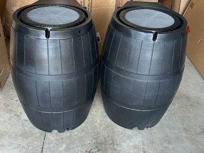 Series 4000 Raincatcher Black Plastic Rain Barrels - Set of 2