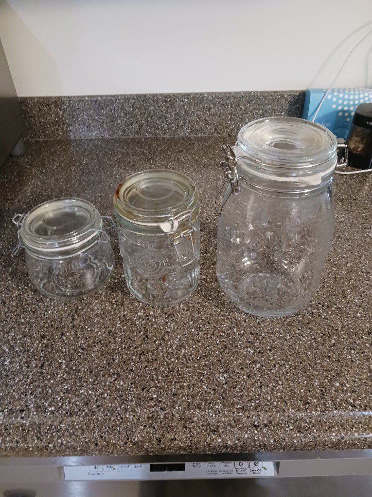glass canning jars with Hinged lids $40