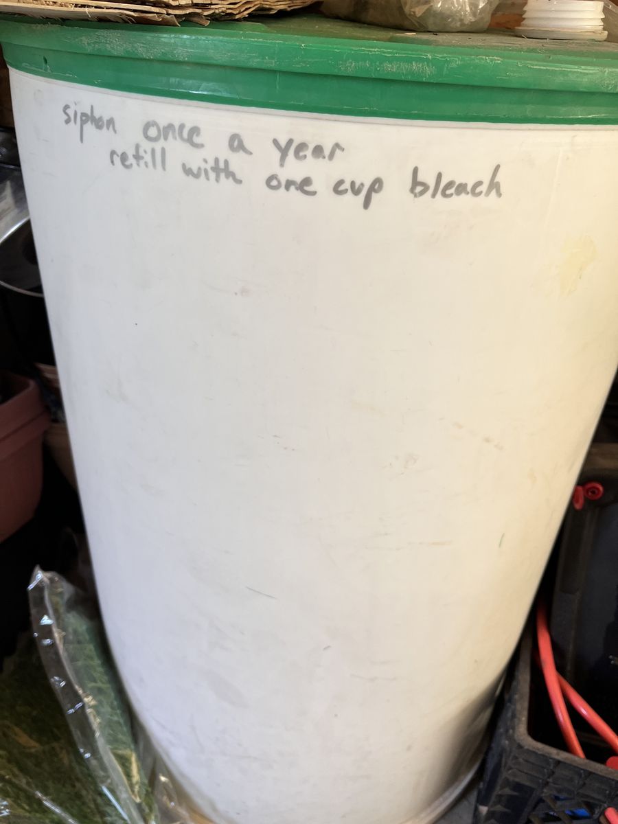 2 50 gallon food grade water storage barrels . $60 for both