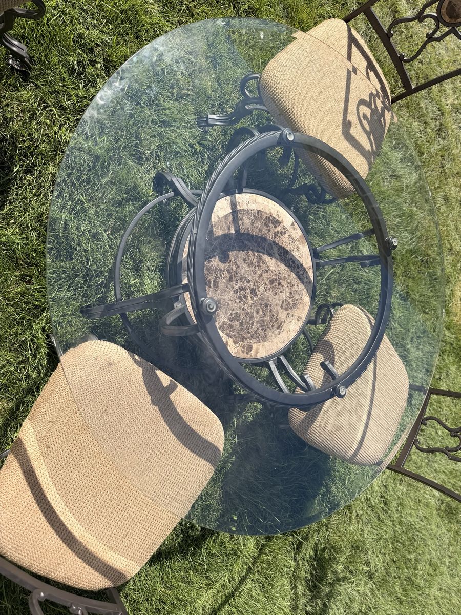 4’ glass table dining set