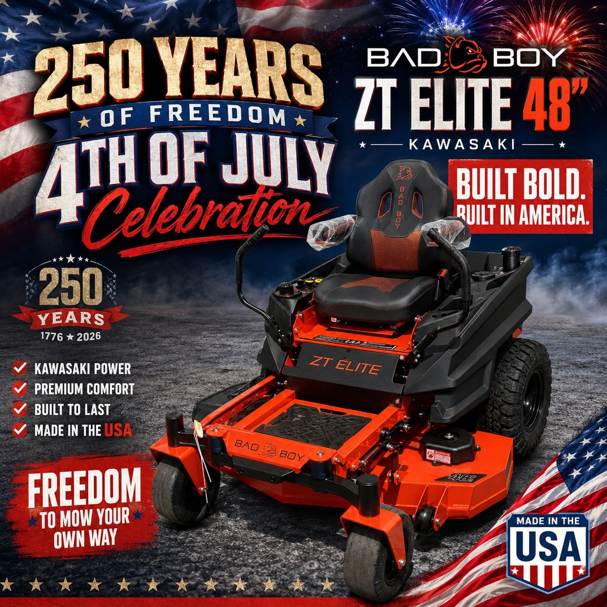Bad Boy ZT Elite 48” Kawasaki 4th of July Sale