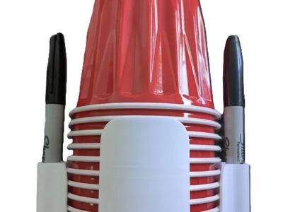 Party Cup & Marker Holder Dispenser - White or Blue 3D Printed Organizer for Solo Cups